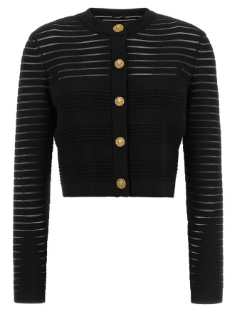 Свитер, кардиган BALMAIN Semi-transparent stripes cardigan