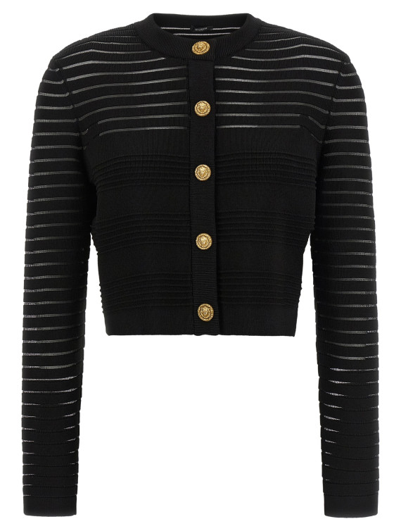 Свитер, кардиган BALMAIN Semi-transparent stripes cardigan (HF1KL878KK100PA) #1