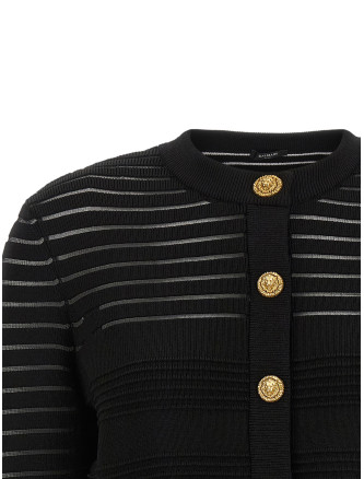 Свитер, кардиган BALMAIN Semi-transparent stripes cardigan (HF1KL878KK100PA) #