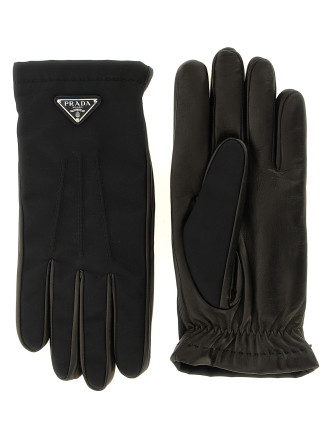 Перчатки PRADA Re-Nylon and nappa gloves