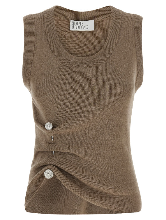 Повседневный топ GIUSEPPE DI MORABITO Jewel brooch top (07PFKNT420X1676028) #1