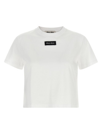 Футболка MIU Logo patch crop T-shirt