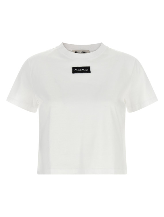 Футболка MIU Logo patch crop T-shirt (MJNA45SOOO6398F0009) #1