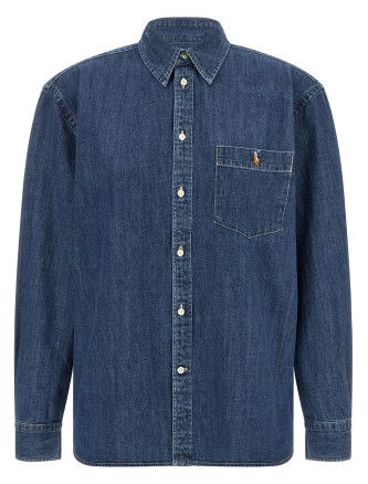 Рубашка, блузка POLO RALPH LAUREN Denim shirt with logo embroidery