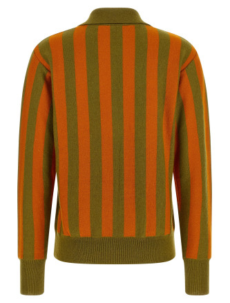 Поло ALBERTO BIANI Striped knit polo shirt (MG836WS0003ORANGEVERDE) #