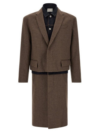 Пальто, тренч SACAI 'Wool Flannel x Denim Coat'