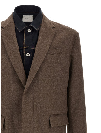 Пальто, тренч SACAI 'Wool Flannel x Denim Coat' (2604082M605) #