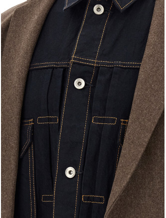 Пальто, тренч SACAI 'Wool Flannel x Denim Coat' (2604082M605) #