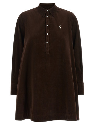 Мини POLO RALPH LAUREN Corduroy dress with embroidery