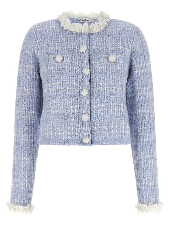 Пиджак, костюм SELF PORTRAIT Check knit jacket (AW26146JABLBLUE) #1