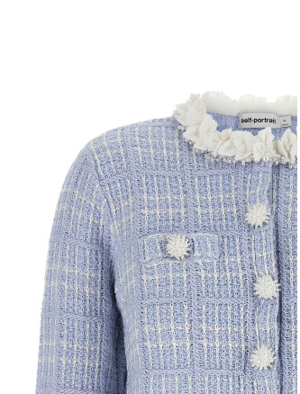 Пиджак, костюм SELF PORTRAIT Check knit jacket (AW26146JABLBLUE) #