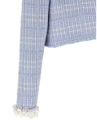 Пиджак, костюм SELF PORTRAIT Check knit jacket (AW26146JABLBLUE) #