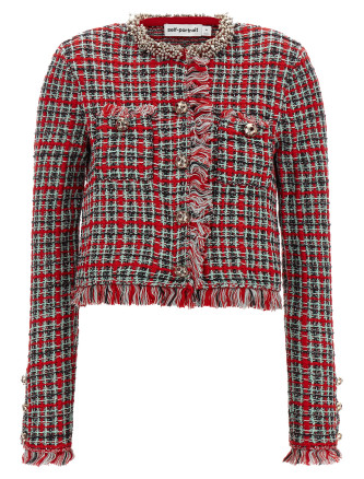 Пиджак, костюм SELF PORTRAIT Fringed Knit Jacket