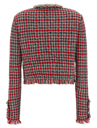 Пенжак, костюм SELF PORTRAIT Fringed Knit Jacket (AW26146JRRED) #