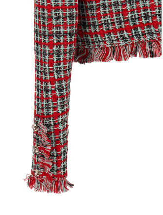 Пенжак, костюм SELF PORTRAIT Fringed Knit Jacket (AW26146JRRED) #