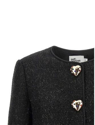 Пенжак, костюм SELF PORTRAIT Bouclé Fur Jacket (AW26131JBBLACK) #