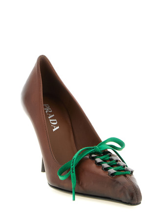 Каблуки средней высоты PRADA Lace-up pumps (1I612OFA085V69F0324) #