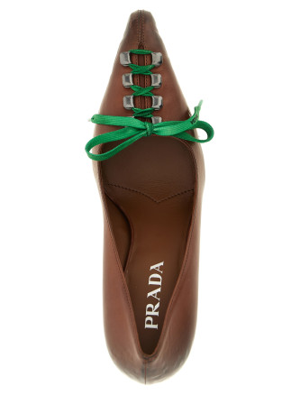 Каблуки средней высоты PRADA Lace-up pumps (1I612OFA085V69F0324) #