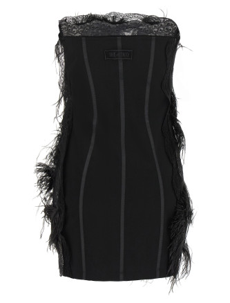 Мини THE ATTICO Lace and feather dress (261WCA00520EMB035RA100) #