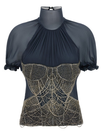 Вечерний топ THE ATTICO Jewel embroidery top