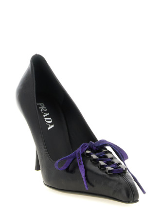 Каблуки средней высоты PRADA Lace-up pumps (1I612OFA085V69F0002) #
