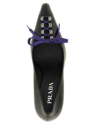 Каблуки средней высоты PRADA Lace-up pumps (1I612OFA085V69F0002) #