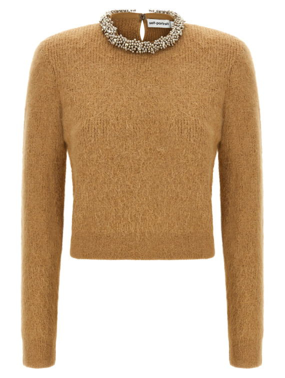 Sweater with jewel embroidery (AW26094TBRBROWN) #1