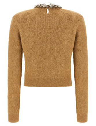 Sweater with jewel embroidery (AW26094TBRBROWN) #