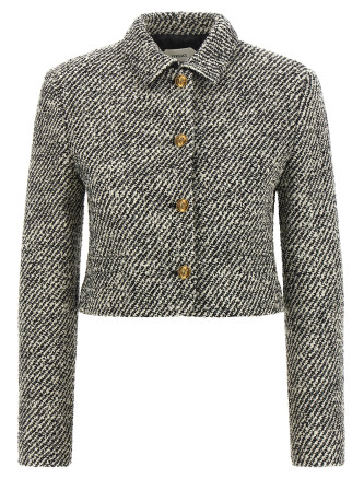 Пиджак, костюм VERSACE Bouclé wool blend blouson jacket