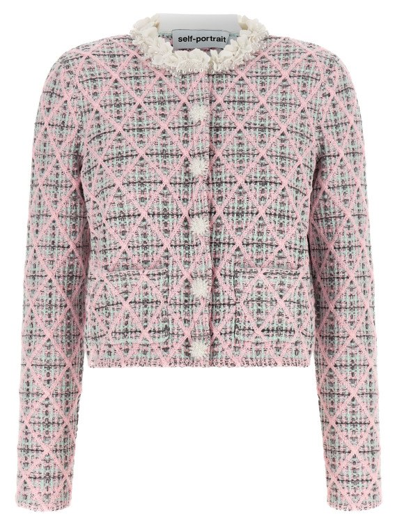 Свитер, кардиган SELF PORTRAIT Floral collar cardigan (AW26172CPPINK) #1