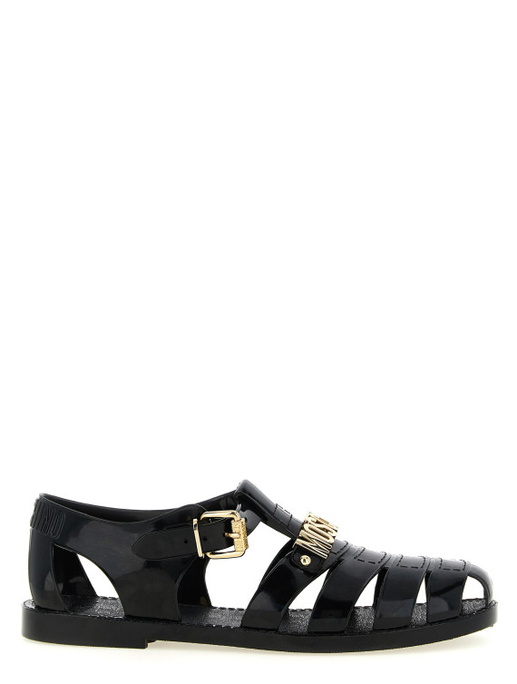 Плоские сандалии MOSCHINO Jelly Sandals with Lettering Logo (MB16501G0PG20000) #1