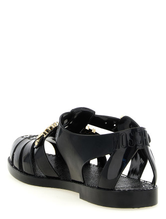 Плоские сандалии MOSCHINO Jelly Sandals with Lettering Logo (MB16501G0PG20000) #