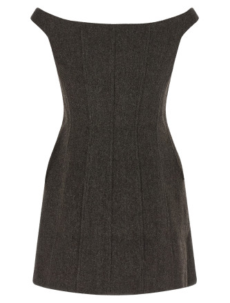 Мини SELF PORTRAIT Bardot Neckline Dress (AW26076SBRBROWN) #
