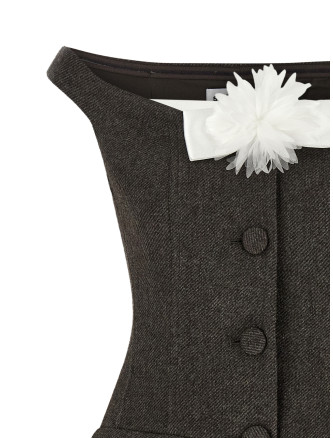 Мини SELF PORTRAIT Bardot Neckline Dress (AW26076SBRBROWN) #