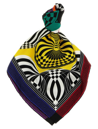 'Theatre' print silk scarf