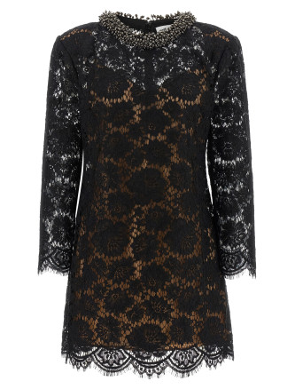 Lace dress with jewel collar
