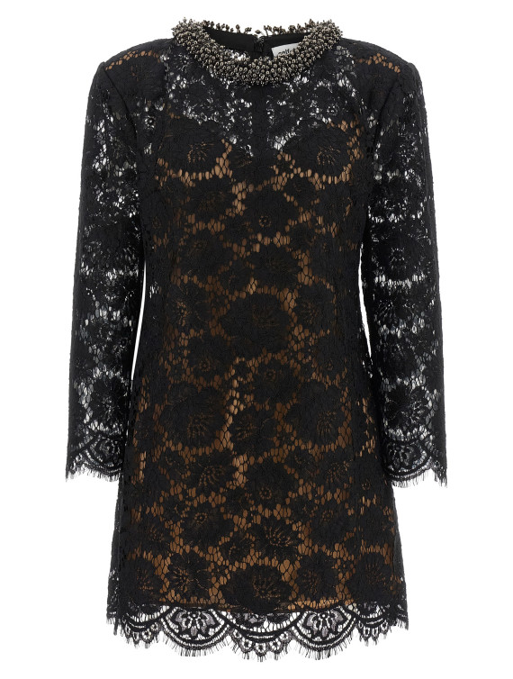 Мини SELF PORTRAIT Lace dress with jewel collar (AW26045SBBLACK) #1