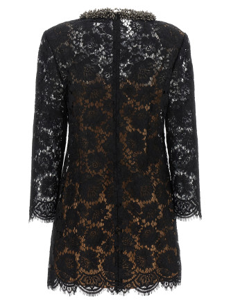 Мини SELF PORTRAIT Lace dress with jewel collar (AW26045SBBLACK) #