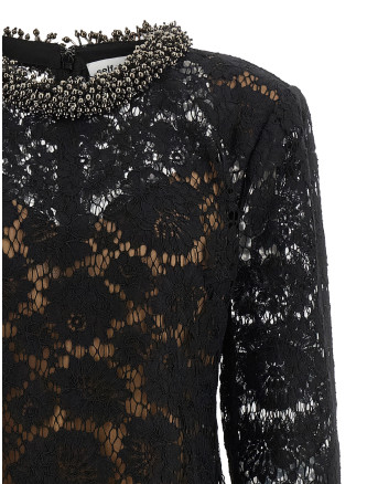 Мини SELF PORTRAIT Lace dress with jewel collar (AW26045SBBLACK) #