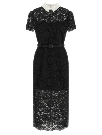 Миди SELF PORTRAIT Lace dress with collar