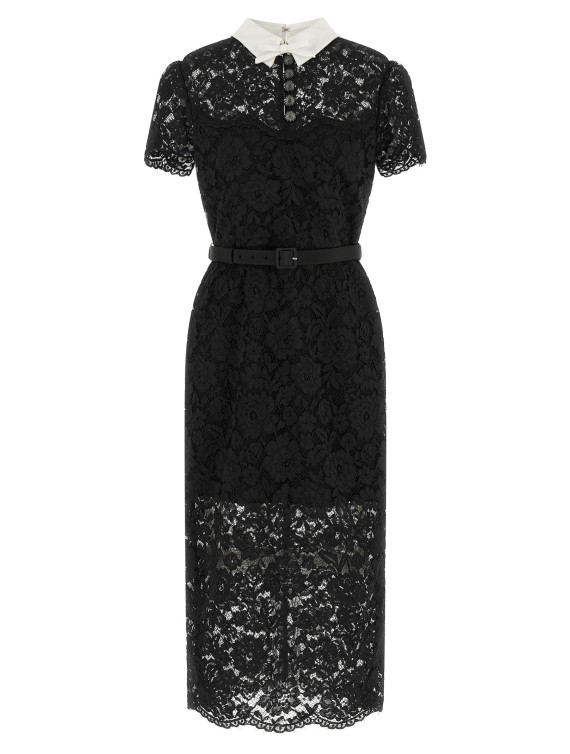 Миди SELF PORTRAIT Lace dress with collar (AW26019MABBLACK) #1