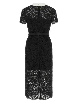 Миди SELF PORTRAIT Lace dress with collar (AW26019MABBLACK) #