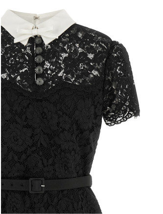 Миди SELF PORTRAIT Lace dress with collar (AW26019MABBLACK) #
