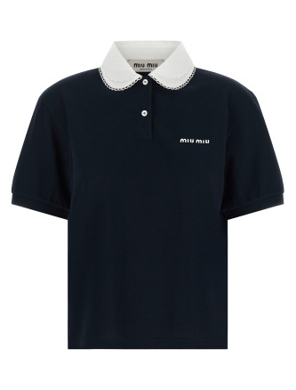 Scalloped collar polo shirt