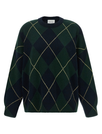 Diamond-shaped crew neck sweater