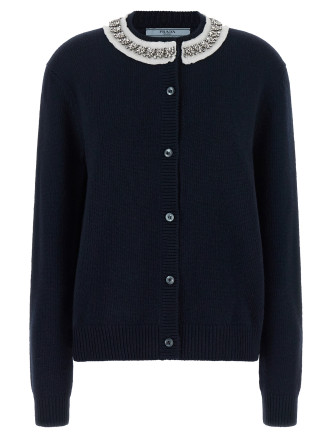 Свитер, кардиган PRADA Jewel collar cardigan