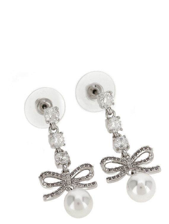 Серьги SELF PORTRAIT 'Bow Crystal Charm' (AW26600ESLSILVER) #1
