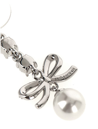 Серьги SELF PORTRAIT 'Bow Crystal Charm' (AW26600ESLSILVER) #