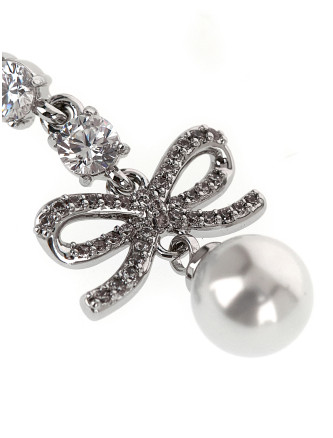 Серьги SELF PORTRAIT 'Bow Crystal Charm' (AW26600ESLSILVER) #