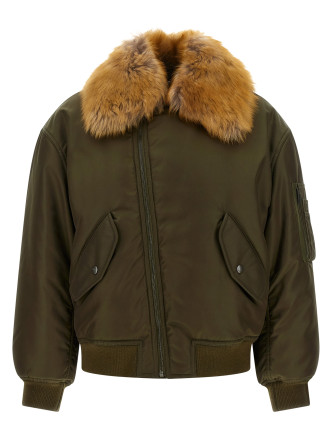Куртка-бомбер SAINT LAURENT Removable shearling neck bomber jacket